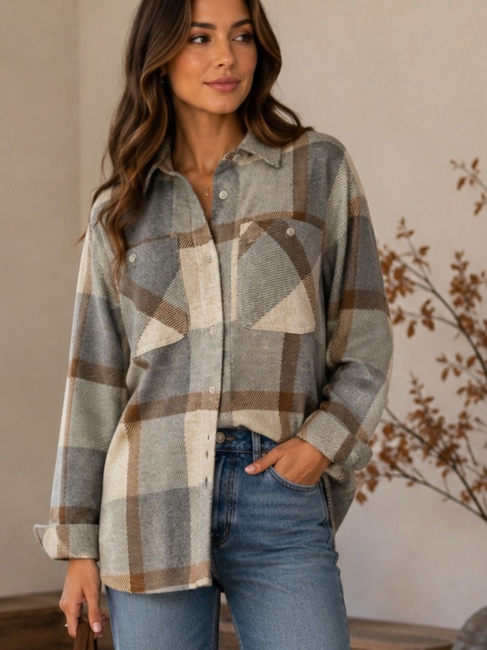 Thread & Supply Plaid Button Down Shirt Shacket NWT Size Medium